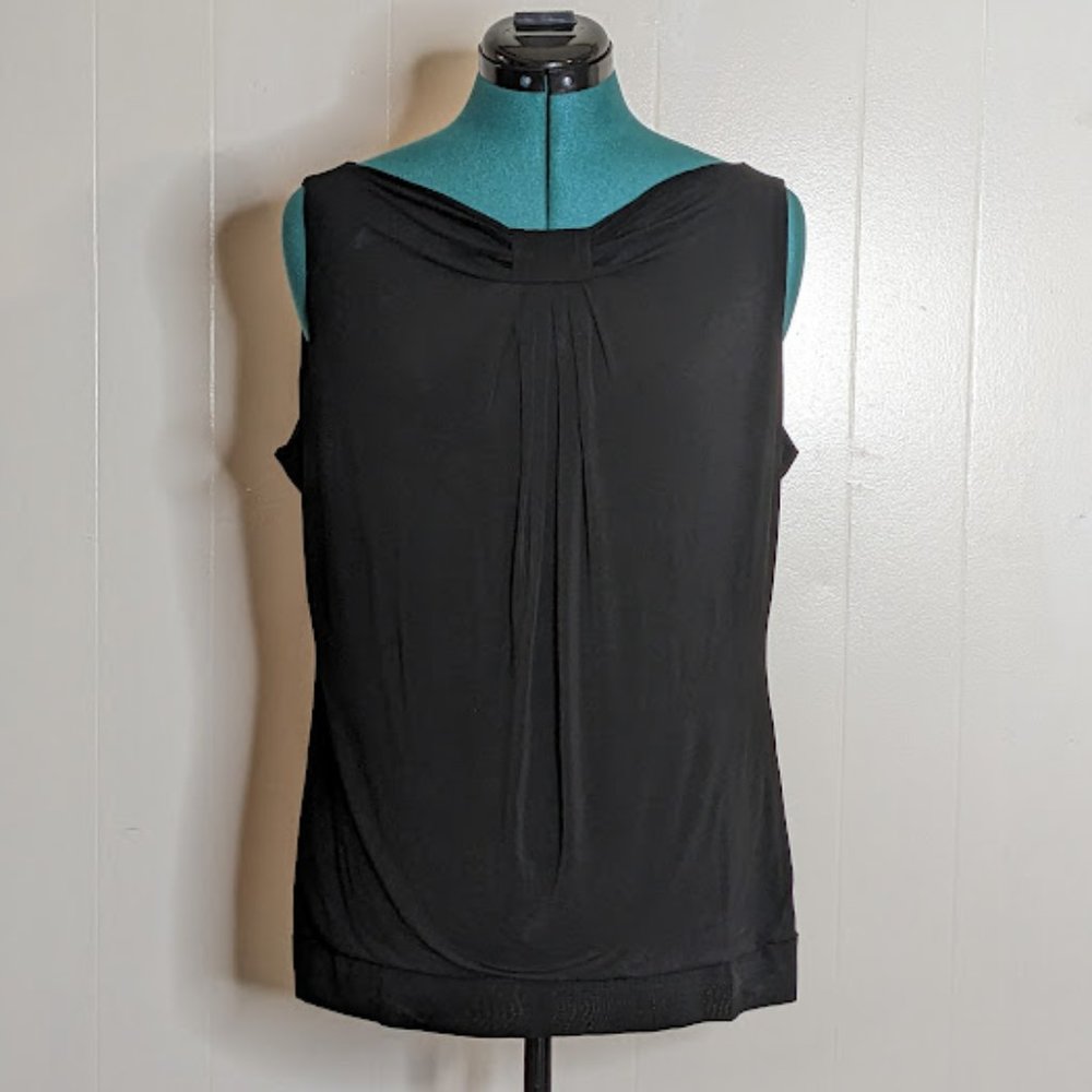 Rene Lezard Pleated Front  Ruffled Neck Tank Top. Size XXL.
